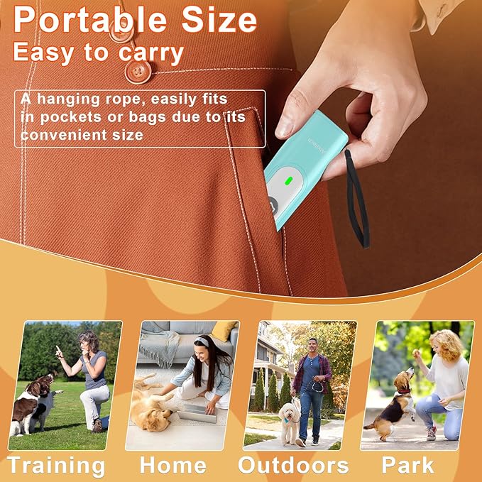Anti Barking Device for Dogs - Dog Bark Deterrent Devices for Stopping Bad Dog Behavior - Ultrasonic Dog Bark Deterrent, Refuse to Shout and Slap - Best Anti Barking Device Rechargeable（Blue）