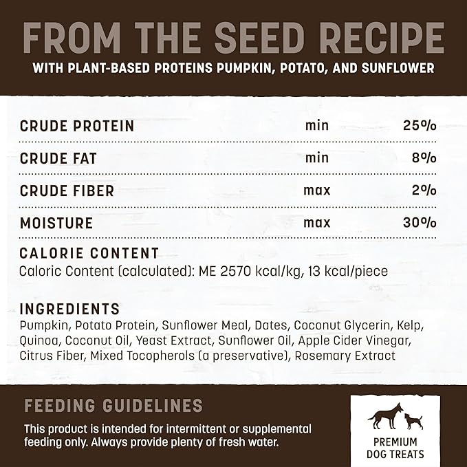 Earth Animal Wisdom Air-Dried Jerky From the Seed Recipe | Dog Treats | Dog Snacks | Premium Natural Plant-Based Jerky Strips | 4 oz |Made in the USA (Pack of 1)