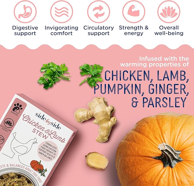 Side by Side Chicken & Lamb Stew, Warming Dog Food for All Breeds, Made of Whole Foods, Every Ingredient Has a Purpose, No Artificial Additives, Fillers, or Gums, Ready to Serve, 12.5 oz, 6 Pack