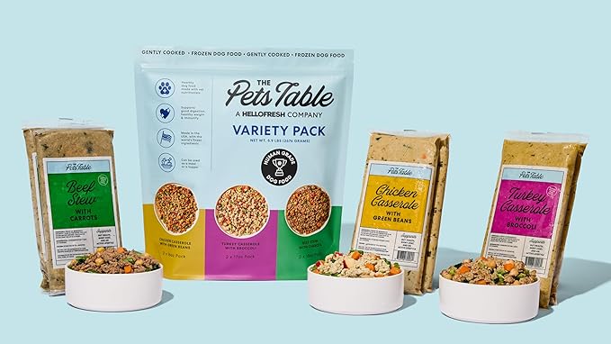 The Pets Table Human-Grade Variety Pack Fresh Dog Food, Complete Meal or Dog Food Topper, 6 Count of 15 to 17-oz Pouches, 5.9lbs