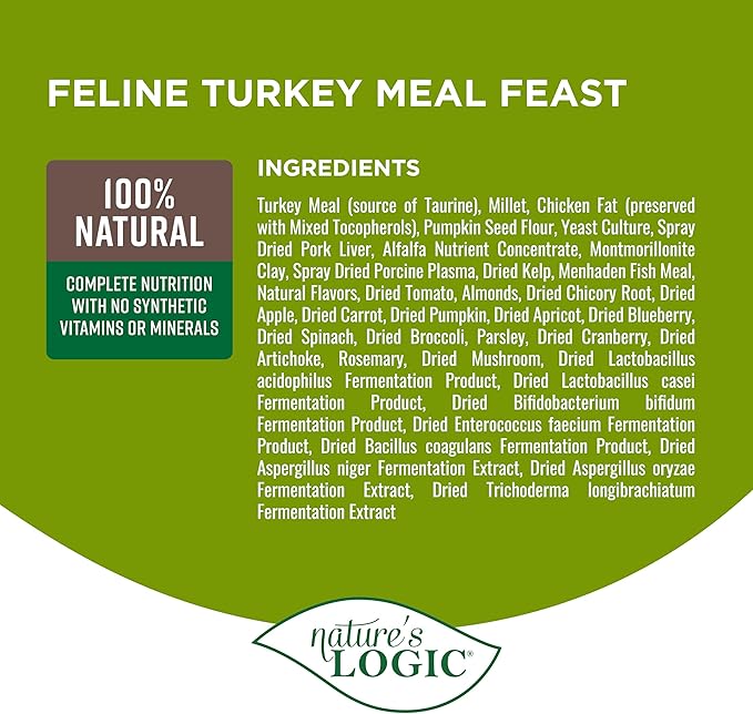 Nature's Logic Turkey Dry Cat Food (1 Pack), 7.7 lb