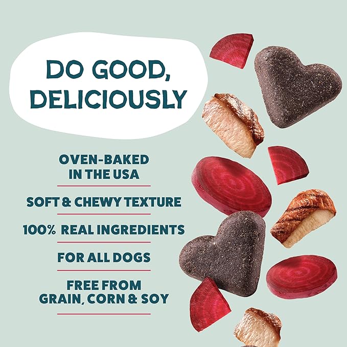 Shameless Pets Soft-Baked Dog Treats, Duck Duck Beet - Natural & Healthy Chews for Digestive Support with Fiber - Doggie Biscuits Baked & Made in USA, Free from Grain, Corn & Soy - 1-Pack