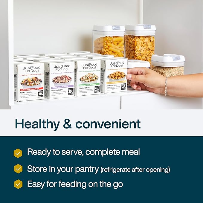 JustFoodForDogs Pantry Fresh Wet Dog Food, Complete Meal or Dog Food Topper, Lamb & Brown Rice Human Grade Dog Food Recipe - 12.5 oz (Pack of 12)