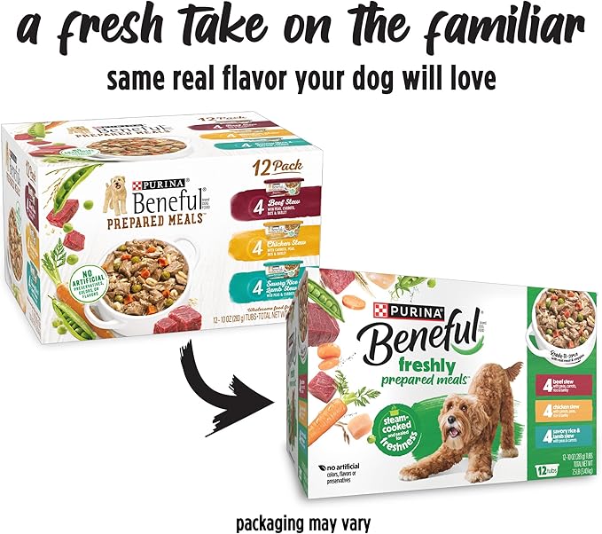 Purina Beneful Gravy Wet Dog Food Variety Pack, Prepared Meals Stew - (12) 10 oz. Tubs