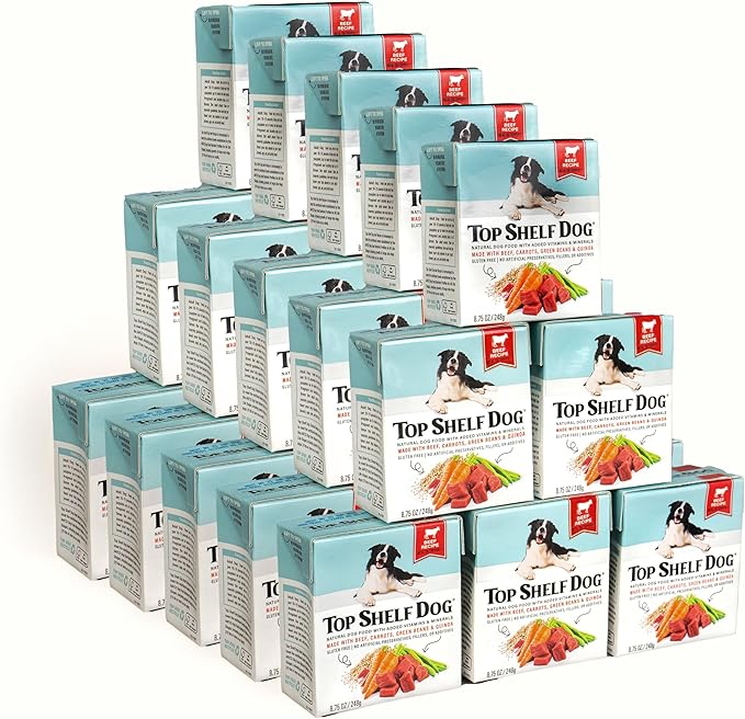 Fresh Dog Food, All Natural Complete Meal or Kibble Topper, Shelf Stable Premade Wet Recipe with Added Vitamins & Minerals for Picky Eaters Puppies Seniors (Beef, 30 x 8.75oz Cartons)