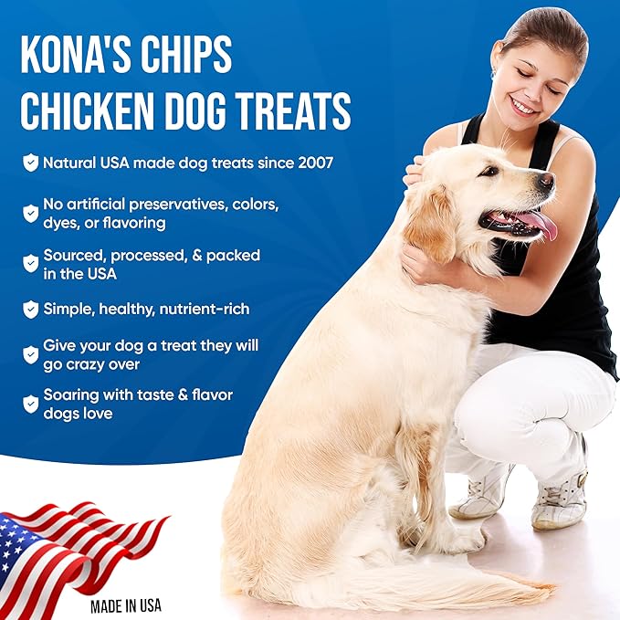 KONA'S CHIPS Chicken Thins; Chicken Jerky Dog Treats, Made in The USA only