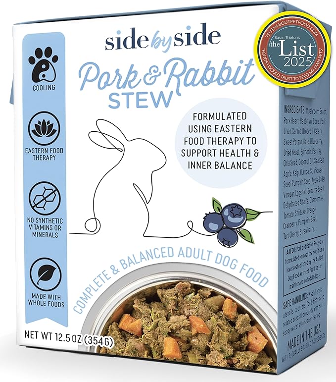 Side by Side Pork & Rabbit Stew, Cooling Dog Food for All Breeds, Made of Whole Foods, Every Ingredient Has a Purpose, No Artificial Additives, Fillers, or Gums, Ready to Serve, 12.5 oz, Case of 12