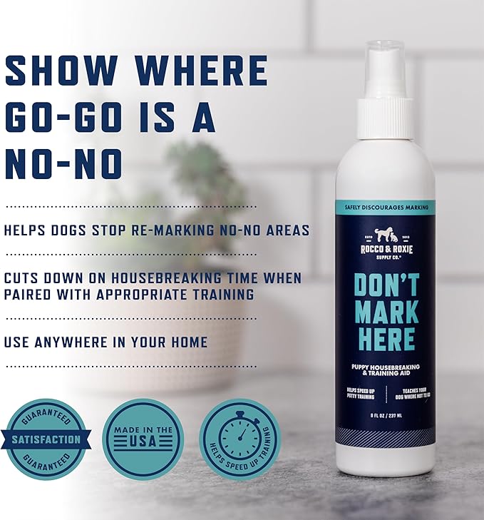 Rocco & Roxie Dog Potty Training Don't Mark Here - No Pee Repellent Spray for Dogs Indoor & Outdoor - Puppy Housebreaking Supplies - Anti Peeing for Dogs and Puppies - Made in USA
