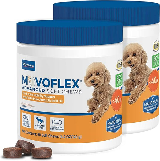 Advanced Soft Chews Hip and Joint Support Supplement for Small Dogs 120 Count by Virbac