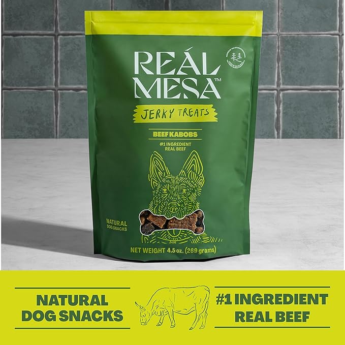 Beef Kabob Jerky Treats for Dogs - All-Natural, High-Protein Dog Snacks - Premium Beef Dog Treats for Training & Rewarding - Healthy, Delicious Kabobs (4.5oz)