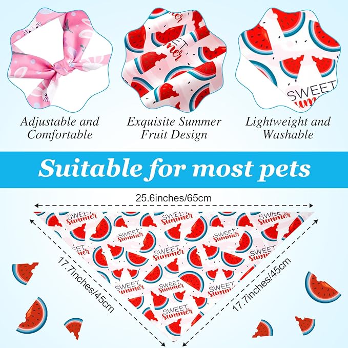 Weewooday 50 Pcs Fruit Dog Bandanas Bulk for Dogs Soft Bibs Adjustable Triangle pet Bandana for Small Medium Large Costume(Fruits Pattern, 25.6 x 17.7 x 17.7 Inch)