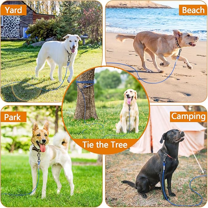 XiaZ Tie Out Cable for Dogs 50ft, Dog Leads for Yard Chew Proof, Heavy Duty Pet Tie Out Cable for Large Dogs Up to 250lbs,Durable Dog Runner Tether Line for Outdoor,Yard