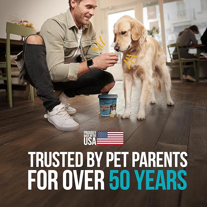 Stewart Single Ingredient Freeze Dried Raw Dog Treats, Wild Salmon, 9.5 Ounce, Approx. 190 Pieces per Resealable Tub, Training Treats or Meal Topper, High Protein, Grain Free, Gluten Free