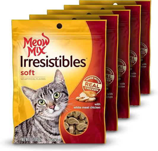 Meow Mix Irresistibles Soft Cat Treats, White Meat Chicken, 3 Ounce (Pack of 5)