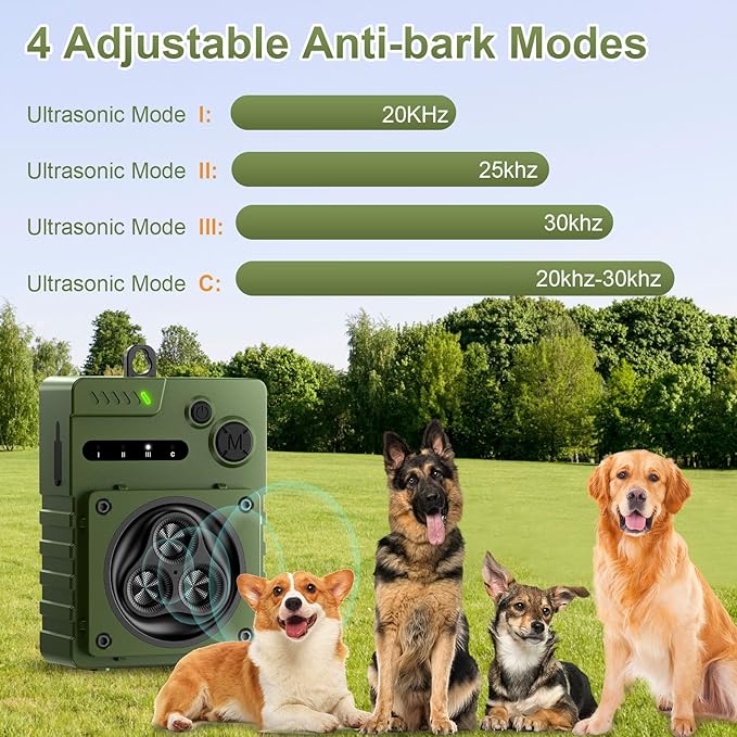 Anti Barking Device, Auto Ultrasonic Dog Barking Control Devices with 3 Modes, Rechargeable Dog Bark Deterrent Devices Bark Box for Outdoor/Indoor Dog Use, Dog Barking Silencer Safe for Dogs & People