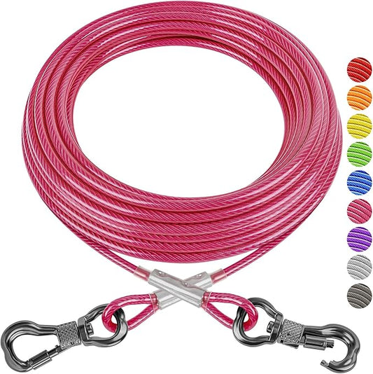 XiaZ Dog Tie Out Cable, 30ft Dog Lead for Yard, Heavy Duty Chain Line Outside for Small Medium Large Dogs Up to 250 lbs, Outdoor Dogs Runner Tether