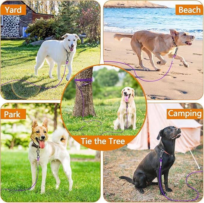 XiaZ Dog Tie Out Cable 20 Feet, Dog Runner for Yard Steel Wire Tether Line, Dogs Chains Heavy Duty for Outside Hold Large Dogs Up to 250 LBS