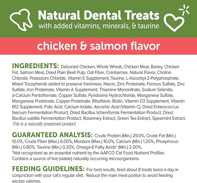 WHIMZEES Wellness Cat Dental Treats, Natural Chews, Chicken and Salmon Flavor, (2 Ounce Bag)