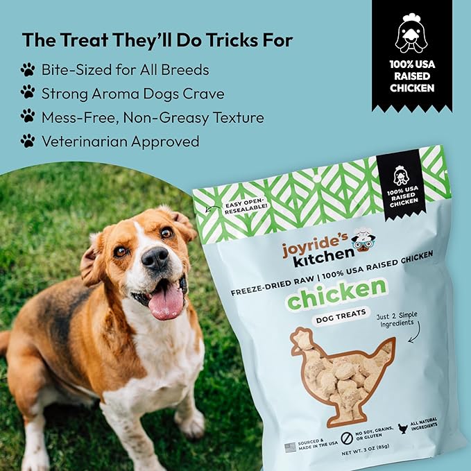 Joyride's Kitchen Freeze-Dried Chicken Liver Dog Treats, Single Ingredient, All-Natural, Protein-Rich Dog Training Treats, Made in USA - Perfect for Picky Eaters, Supports Rescue Dogs, Pack of 3