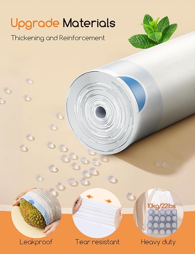 MeoWant Cat Litter Box Liner -120PCS Heavy Duty Drawstring Trash Bags for MeoWant MW-SC01/MW-SC02 Automatic Self-Cleaning Boxes, Extra Thick Leakproof, 6 Rolls (20 Bags/Roll)