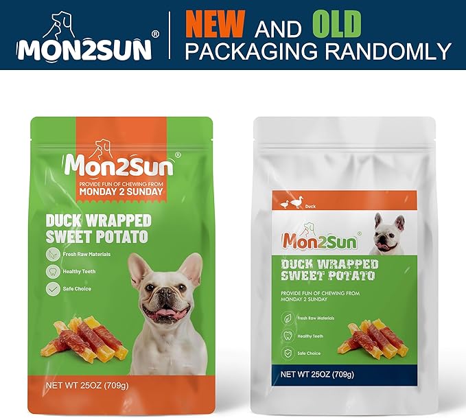 MON2SUN Dog Treats Rawhide Free Duck Wrapped Sweet Potato Snacks, Gluten & Grain Free, Treats for Puppy and Small Dogs, (Duck, 1.56 Pound-Pack of 1)