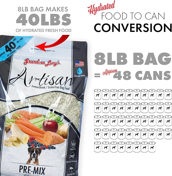 Grandma Lucy's Artisan Pre-Mix Dog Food, Grain Free and Freeze-Dried - 3Lb Bag