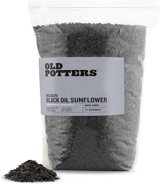 Wildlife Black Oil Sunflower Seeds for Birds and Wildlife, Non-GMO & USA Grown on Small Farms (12 lbs)