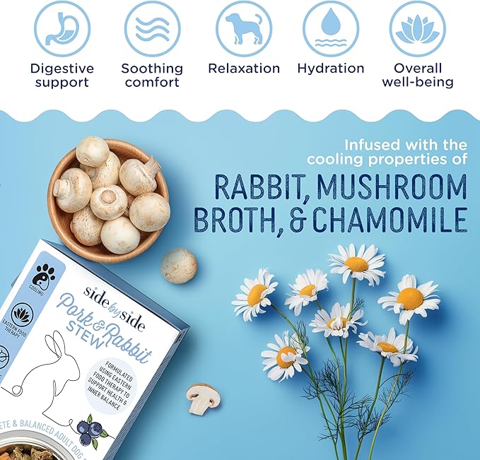 Side by Side Pork & Rabbit Stew, Cooling Dog Food for All Breeds, Made of Whole Foods, Every Ingredient Has a Purpose, No Artificial Additives, Fillers, or Gums, Ready to Serve, 12.5 oz, Case of 12