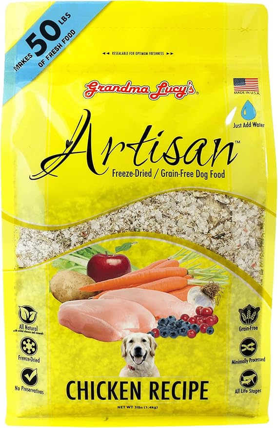 Grandma Lucy's Artisan Dog Food, Grain Free and Freeze-Dried - Artisan Chicken, 10Lb Bag
