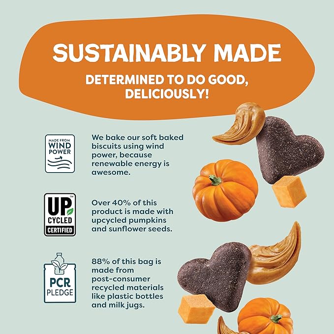Shameless Pets Soft-Baked Dog Treats, Pumpkin Nut Partay - Natural & Healthy Dog Chews for Digestive Support with Fiber - Made in USA, Free from Grain, Corn & Soy - 2-Pack