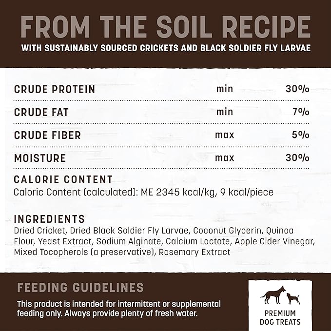 Earth Animal Wisdom Air-Dried from The Soil Recipe Premium Natural Insect-Based Jerky Strips Dog Treats, 4 oz. Bag (Pack of 3)