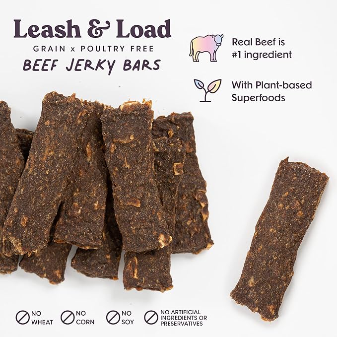 Dog Treats Jerky Snack Bars, Variety 3-16 oz Bags, Puppy & Dog Training Treats, Natural Superfood Grain Free Treat, Real Salmon, Chicken, Beef, Superfoods, Corn & Soy Free