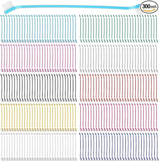 300 Pcs 8.66 Inch PP and Nylon Dual Head Dog Toothbrushes with Long Handle for Puppy Cat Pet Oral Cleaning and Dental Care in Assorted Colors