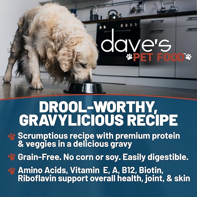 Dave's Pet Food Gravylicous Soft Wet Dog Food (Chicken & Duck with Veggies), Grain Free, Gluten Free, Small & Large Breeds, 12oz (12 Pack)