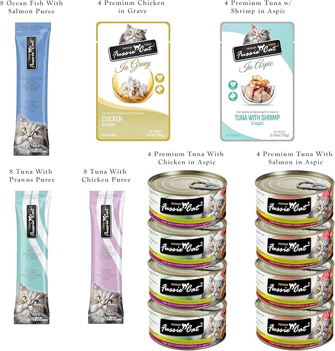 40-Count Premium Cat Gift Box - Assortment of 40 Delicious Treats, Snacks & Meals for Cats - Perfect Variety Pack for Holiday Gifting or Everyday Indulgence - Great for Your Feline Friend