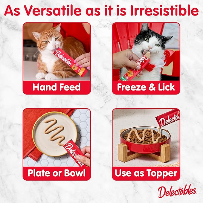 New! Delectables Squeeze Up Seafood Variety Pack, Creamy Squeezable Puree, Lickable Wet Cat Treats, Grain-Free, No Added Fillers, 0.5 Ounces Tube, 40 Tubes Total