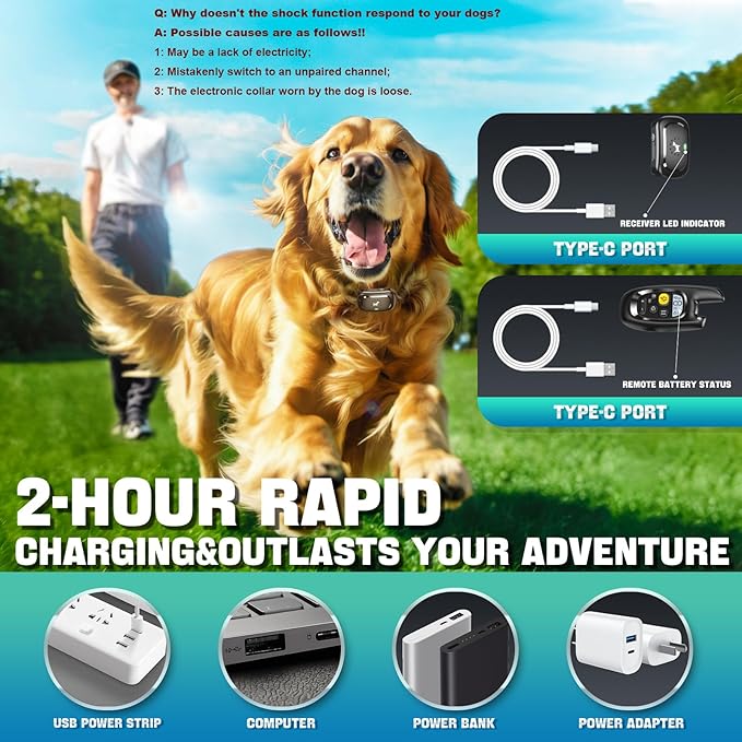 Dog Shock Collar for 2 Dogs - [2025 Newly Upgraded] Dog Training Collars with Remote,Rechargeable E-Collar Waterproof Collars with Unique Shock-Lock Keypad for Large Medium Small Dogs All Breeds
