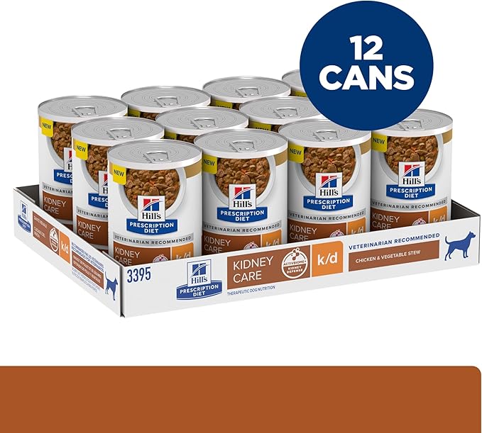 Hill's Prescription Diet k/d Kidney Care Chicken & Vegetable Stew Wet Dog Food, Veterinary Diet, 12.5 oz. Cans, 12-Pack