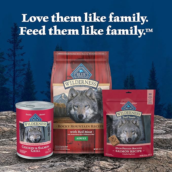 Blue Buffalo Wilderness Adult Wet Dog Food with Wholesome Grains, Made with Natural Ingredients, Beef & Chicken Grill, 12.5-oz. Can (12 Count)