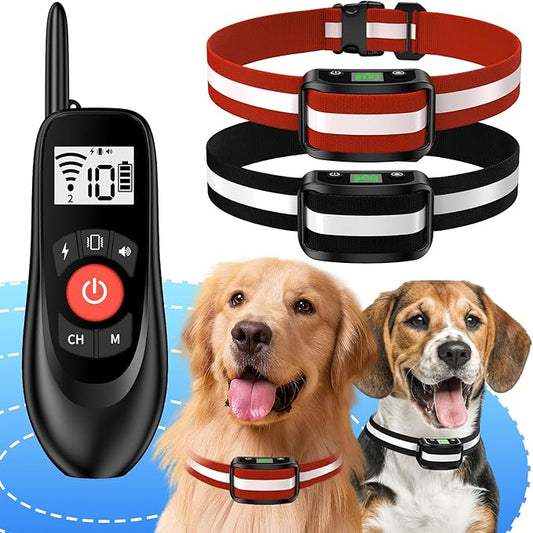 Wireless Dog Fence for 2 Dogs - Adjustable up to 1640ft Electric Fence, 185 Days Standby Time Training Collar, Pet Containment System with 3 Training Modes, Flash Light and Waterproof
