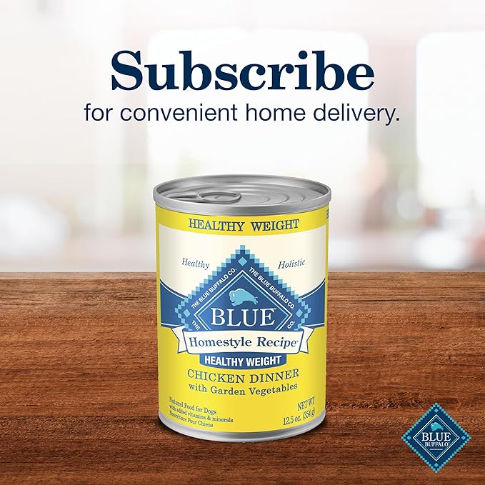 Blue Buffalo Homestyle Recipe Natural Adult Healthy Weight Wet Dog Food, Chicken 12.5-oz can (Pack of 12)