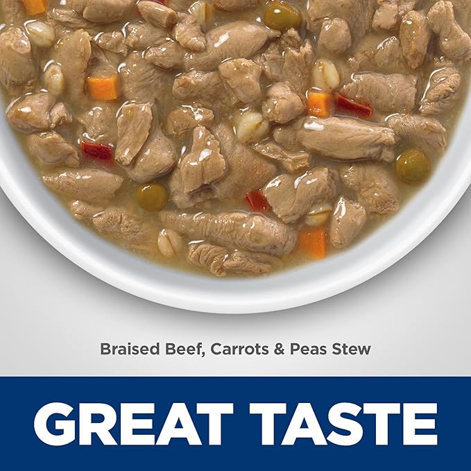 Hill's Science Diet Healthy Cuisine, Senior Adult 7+, Senior Premium Nutrition, Wet Dog Food, Braised Beef, Carrots & Peas Stew, 12.5 oz Can, Case of 12