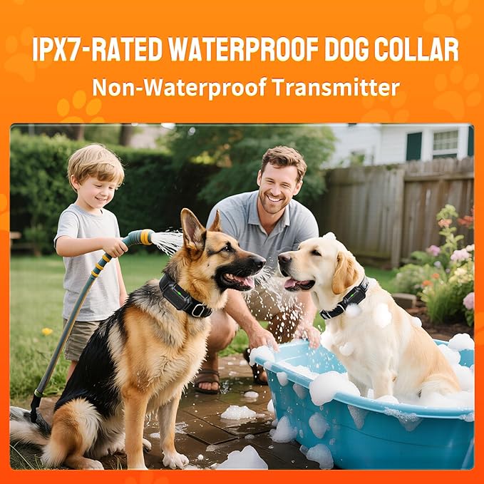 Wireless Dog Fence System for 3 Dogs Radar Electric Fence,10–120ft Range, IPX7 Waterproof Dog Training Collar,Sound, Vibration & Static Modes – Stable Signal. Indoor/Outdoor Use - 2collars
