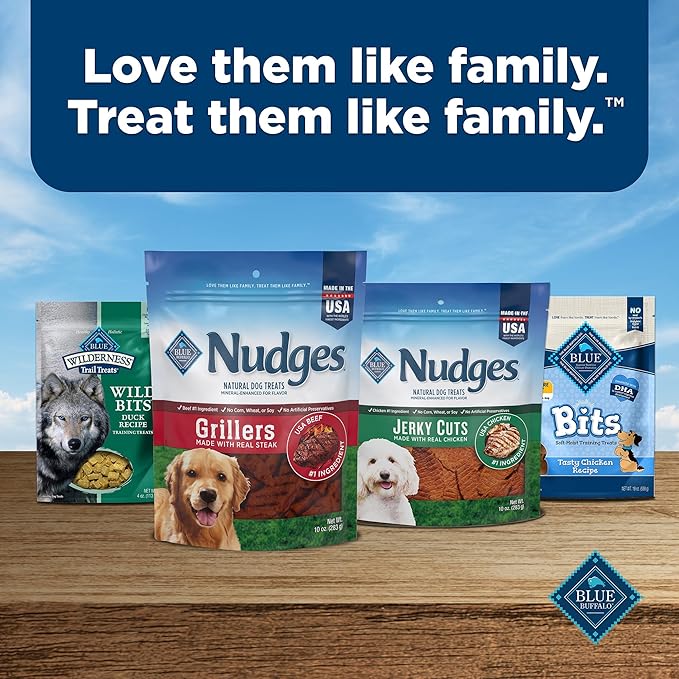 Blue Buffalo Nudges Jerky Cuts Dog Treats, Made in the USA with Natural Ingredients, Steak, 10-oz Bag