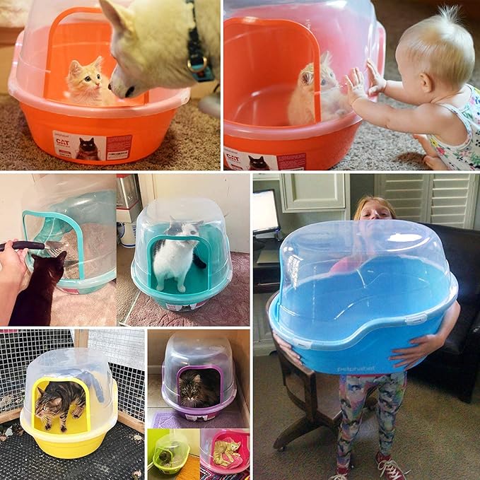 Petphabet Jumbo Hooded Cat Litter Box, Extra Large, Light Blue