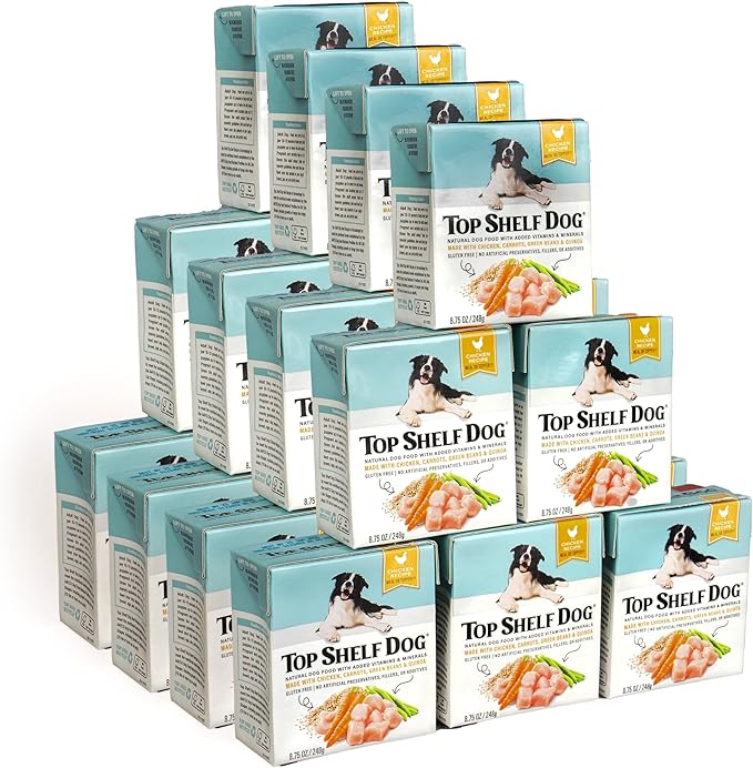 Fresh Dog Food, All Natural Complete Meal or Kibble Topper, Shelf Stable Premade Wet Recipe with Added Vitamins & Minerals for Picky Eaters Puppies Seniors (Chicken 30 x 8.75oz Cartons)