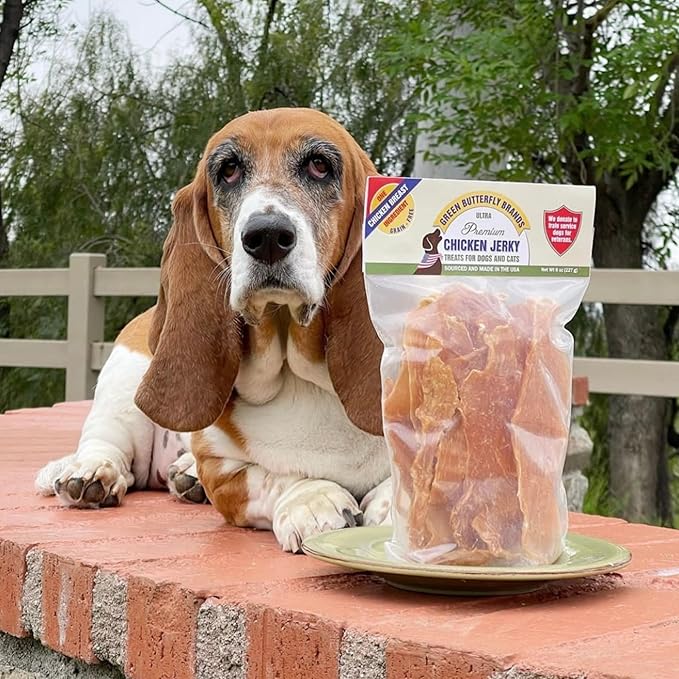 Chicken Jerky - Dog Treats Made in USA Only - 1 Ingredient: USDA Grade A Chicken Breast - No Additives or Preservatives - Grain Free Snack, All Natural Premium Strips, 8 Ounces