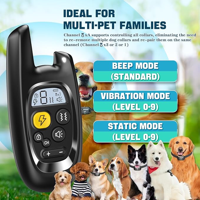 Dog Shock Collar with Remote - [2025 Newly Upgraded] Dog Training Collar for Small Medium Large Dogs, Rechargeable E Collars for Dogs Training, Waterproof Electric Collar with Shock-Lock