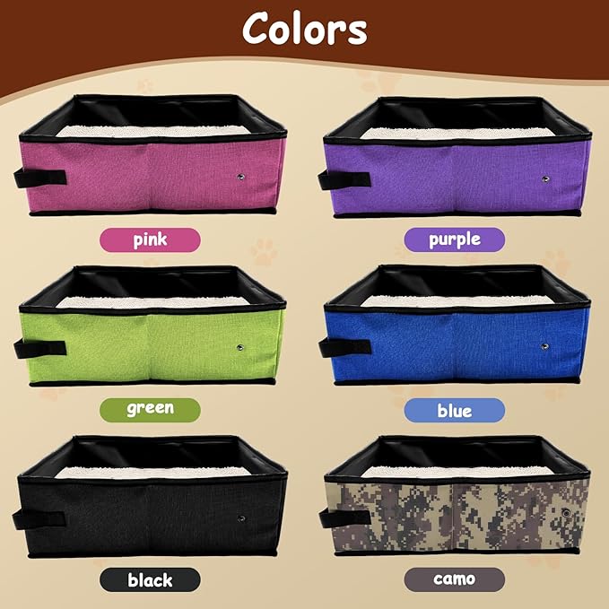 Portable Litter Box for Cats, Folding Cat Litter Box Waterproof, 15.75 * 11.82 * 3.94 Inches, Pet Essentials for Traveling & Camping, Indoor & Outdoor - Green