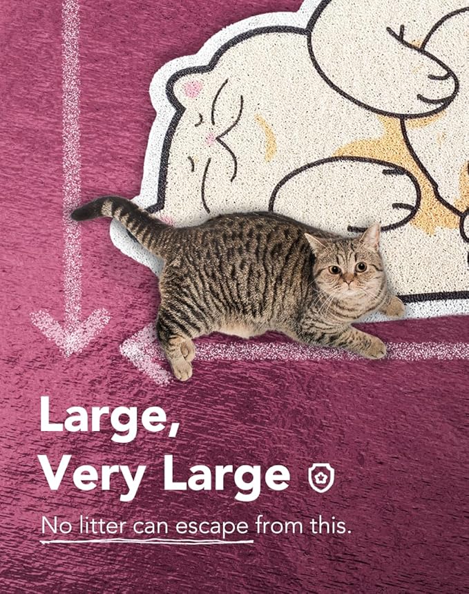 Lukamoo® Cute Cat Litter Mat (30’’x20’’), Large/L, for Kitty Litter & Cute Cat Litter Box